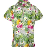 King Kameha Hawaii-Bluse Pineapple Flowers Grau XXL
