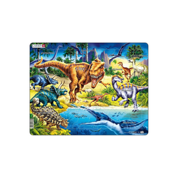Larsen Puzzle Rahmen-Puzzle, 57 Teile, 36x28 cm, Dinosaurier aus, Puzzleteile