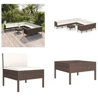 vidaXL 12 tlg. Garten Lounge Set mit Auflagen Poly Rattan Braun - Garten-Sofagarnitur - Garten-Sofagarnituren - Gartensofa-Set - Gartensofa-Sets - Braun