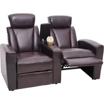 MCW 2er Kinosessel MCW-H30, Relaxsessel Fernsehsessel Zweisitzer Sofa, Staufach Soft Touch Kunstleder ~ braun