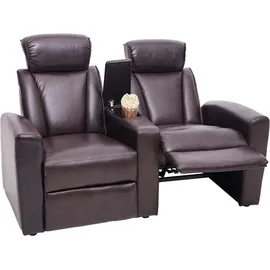 MCW 2er Kinosessel MCW-H30, Relaxsessel Fernsehsessel Zweisitzer Sofa, Staufach Soft Touch Kunstleder ~ braun