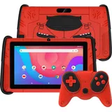 PRITOM 7" Android 12 Tablet für Kinder, 4 GB RAM 64 GB ROM, Kindersoftware vorinstalliert, WLAN, mit cooler Hülle in Sportwagenform, Rot - Rot