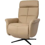HHG - Relaxsessel 378, Design Fernsehsessel TV-Sessel Liegesessel, Liegefunktion drehbar, Voll-Leder taupe