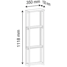 VCM Mid.you Wandregal Bitila M Schwarz, Weiß 2 Fächer 35x112x15 cm