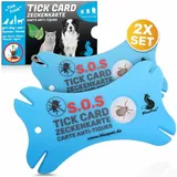 BluePet 2x Zeckenkarte mit Lupe - Zeckenentferner für unterwegs Zeckenhaken Zeckenzange Hund Katze 2 St Zubehör