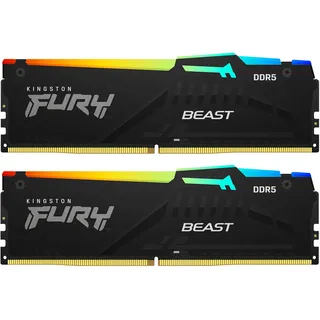 Kingston FURY Beast RGB 32GB Kit (2x16GB) DDR5-6400 EXPO DIMM RAM, Schwarz