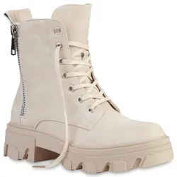 Damen Plateau Boots in Beige