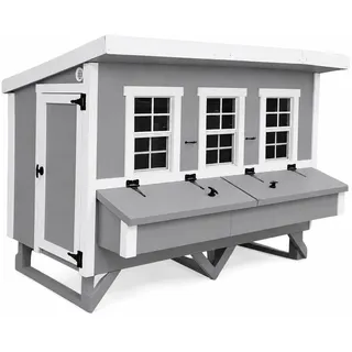 Hühnerstall XL EZ Chicken Home Grau, 3,78 m2 - Wetterfest, hergestellt in EU, bis zu 15 Hühner - Grau