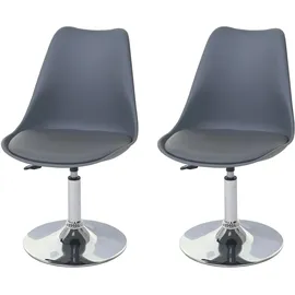 Mendler 2er-Set Esszimmerstuhl Malmö T501, Stuhl Küchenstuhl, höhenverstellbar drehbar, Kunstleder ~ dunkelgrau, Chromfuß