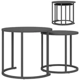 Outsunny 2er Set Beistelltisch Stapelbar Gartentisch Rund wetterfest Balkontisch aus Stahl platzsparend Campingtisch Kaffeetisch für Wohnzimmer Büro Outdoor