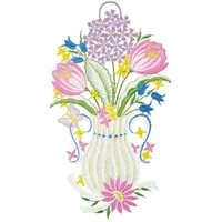w. reuter & sohn - plauener spitze W. Reuter & Sohn - Plauener Spitze® Fensterbild Fensterbild "Frühlingsvase" farbig bunt
