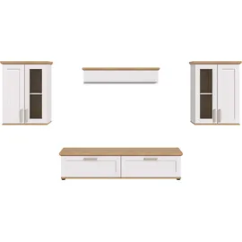 Home Affaire Wohnwand HOME AFFAIRE "Cosenza", weiß (sibu lärche nachbildung), B:316cm H:161cm T:40cm, Kastenmöbel-Sets, Wohnwand, Cosenza, Breite: 336 cm,2xVitrine,Lowboard, Wandboard