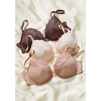 PETITE FLEUR Push-up-BH Damen schokobraun+toffee+puder Gr.85AA