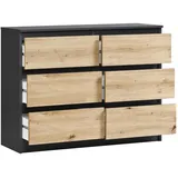 home collective Kommode anthrazit artisan-eiche Holz Schrank mit Sideboard Highboard Anrichte Organizer Breite 100 cm