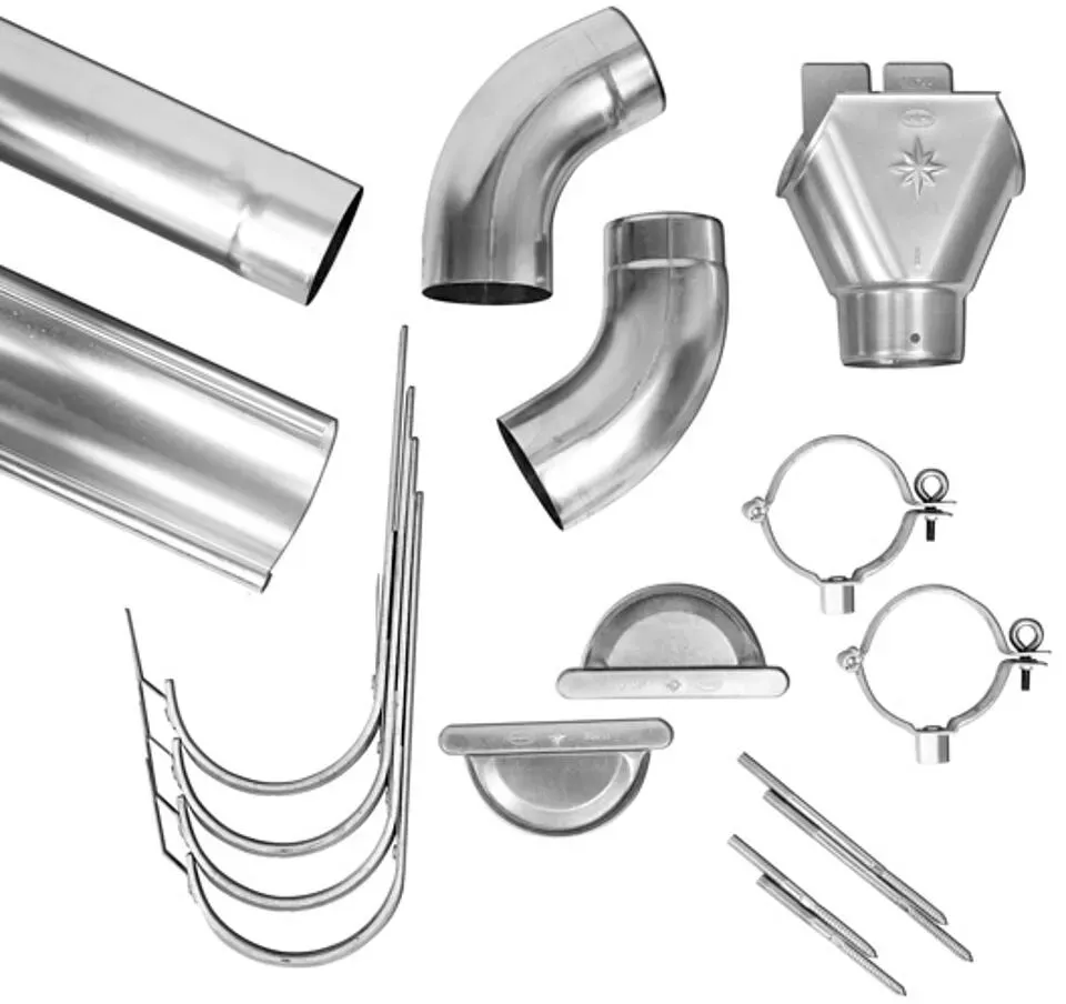 8m Dachrinnen Set Komplettpaket Komplettset mit Fallrohr stahl verzinkt (Ausführung: 6tlg./333mm mit 100mm Fallrohr)