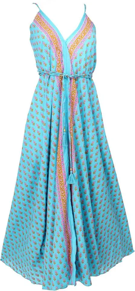 Guru-Shop Midikleid Boho Baumwoll Maxikleid, Magic Dress,.. alternative Bekleidung blau