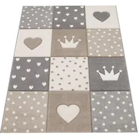 Paco Home Kinderteppich Junge Mädchen Pastell 3d Punkte Herz Beige, 133 cm, Quadrat