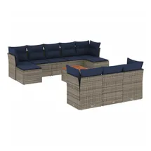 vidaXL Gartensofa-Set 11-tlg. grau Polyrattan