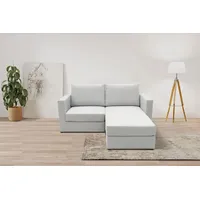DOMO collection 2-Sitzer 800015, als Sitzmöbel oder Schlafgelegenheit nutzbar, Schlafsofa, Sitzfläche mit Federkern, inkl. 2 Rückenkissen silberfarben