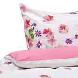 Beliani 3-tlg Bettwäsche-Set LARYNHILL Baumwollsatin 155 x 220 cm, Rosa