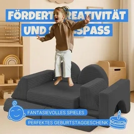 BestLivings Kindersofa modulares Spielsofa 11-teilig Schaumstoff grau