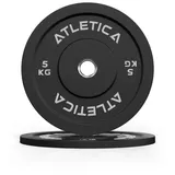 ATLETICA Hantelscheiben Bumper Plates, Paar, Ø 50 mm Edelstahlring, 5 kg, (2-tlg) schwarz