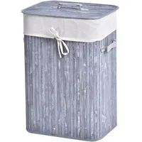 Homcom Wäschekorb mit 2 Tragegriffen grau