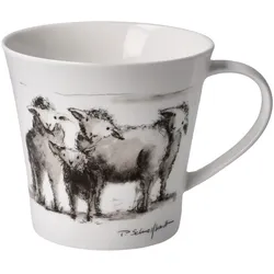 Tasse GOEBEL "Peter Schnellhardt", bunt, B:10,5cm H:9,5cm, Porzellan, Trinkgefäße, Coffee-/Tea Mug, Peter Schnellhardt - Neugierige Horde