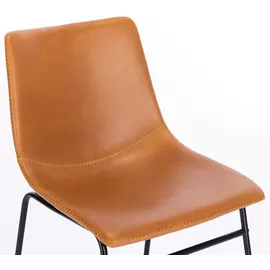 Svita Harry 2er Set Esszimmerstühle Metallbeine Kufengestell Kunstleder Cognac