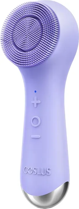COSLUS FBS03 Elektrische Gesichtsreinigungsbürste aus Silikon, 2-in-1 Rotations- & Vibrationsfunktion, IPX7 Wasserdicht, für Damen & Herren, Lila