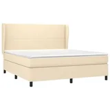 vidaXL Boxspringbett mit Matratze Creme 180x200 cm Stoff