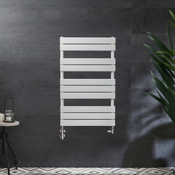 Design Handtuchheizkörper, Mischbetrieb, flache Heizlamellen - 975mmx600mm, Weiß - Lustro