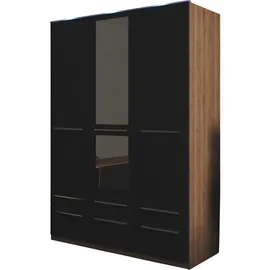 Priess Kleiderschrank PRIESS "Schrank Garderobe Wäscheschrank Barcelona in 5 Breiten", braun (eichefarben artisan, schwarz), B:140cm H:193cm T:54cm, Holzwerkstoff, Schränke, Kleiderschrank, viel Stauraum, geräumige Schubkästen, mit Spiegel, MADE IN GERMANY