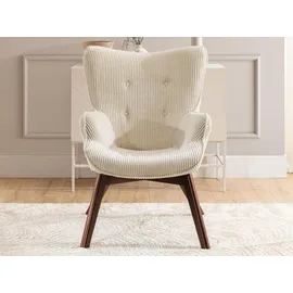 s-style möbel Lounge-Sessel Lenari Cord 71 x 96 x 86 cm Beige mit Hocker