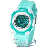 Juboos Kinder Digitaluhren,7 Farben LED-Licht Kinder Sport Armbanduhr Jungen Wasserdicht Kinderuhr mit Alarm Stoppuhr,Kinderuhren Outdoor Armbanduhr für Jungen Mädchen 5-18