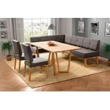 Home Affaire Eckbankgruppe »Ponza Eckbank Küchenbank BESTSELLER«, (Set, 4 tlg.), Sitzgruppe Esszimmer Stühle Tisch und Bank bequem gepolstert braun