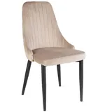 HOMLA Louis Veloursstuhl Wohnzimmerstuhl Esszimmerstuhl Polsterstuhl - Sessel mit Rückenlehne - Küchenstuhl mit Modischem Design - Schwarze Beine - Beige 45x45x90 cm