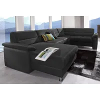 Wohnlandschaft SIT & MORE "Top Ascara U-Form", schwarz, B:312cm H:85cm T:204cm, NaturLeder in Sitz und Rücken, Korpus ist mit passendem Kunstleder bezogen.;Luxus-Microfaser (100% Polyester), Sofas, Wohnlandschaft, inklusive Boxspring/Federkern-Polsterung, wahlweise mit Bettfunktion, Topseller