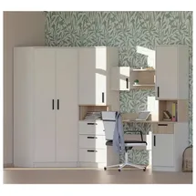 marmex möbel Jugendzimmer-Set GRANT SET 28 C, (Eckschrank, Regal, Schreibtisch), Soft-Close-Türen beige|grau