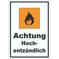 Aufkleber Gefahrensymbol Hochentzündlich Flamme A3 (297x420mm)