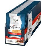 Purina Gourmet Perlen Filets in Sauce, Nassfutter für Katzen mit Rind, 26 Beutel à 85 g