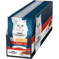 Purina Gourmet Perlen Filets in Sauce, Nassfutter für Katzen mit Rind, 26 Beutel à 85 g