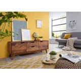Massivmoebel24 Lowboard Sheesham 134x40x49 walnuss lackiert MALMÖ 2 #102