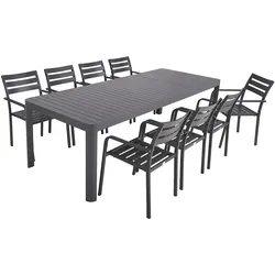 Alu Tischgruppe AMIRA Set 03 9-tlg Garten Sitzgruppe Outdoor Grau Metall Möbel