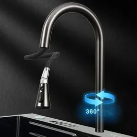 faizee home Küchenspüle Nano Innovative Küchenspüle Graphit 75 x 46 cm mit Armatur - Schwarz