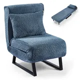 Makika Schlafsessel Lea Boucle 56 x 81 x 72 cm Blau/Schwarz mit verstellbarer Rückenlehne