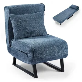 Makika Schlafsessel Lea Boucle 56 x 81 x 72 cm Blau/Schwarz mit verstellbarer Rückenlehne