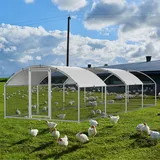 Wolketon Freilaufgehege 3 X 8 X 2m Mit Sonnendach Und Verzinkten Gitterstäben, Außengehege Als Voliere Hühnerstall Oder Hasenstall, Kleintiergehege Mit Riegel