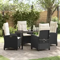 VidaXL 5-teiliges Garten-Esszimmer-Set mit Kissen Schwarzes Poly-Rattan