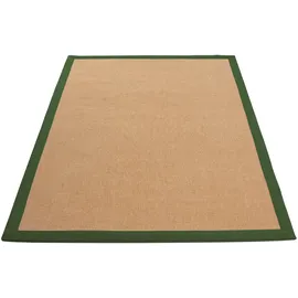 carpetfine Sisalteppich Sisal, auch als Läufer erhältlich, rechteckig, Höhe: 5 mm, mit farbiger Bordüre, Anti Rutsch Rückseite, viele Größen, Wohnzimmer grün 60 cm x 110 cm x 5 mm